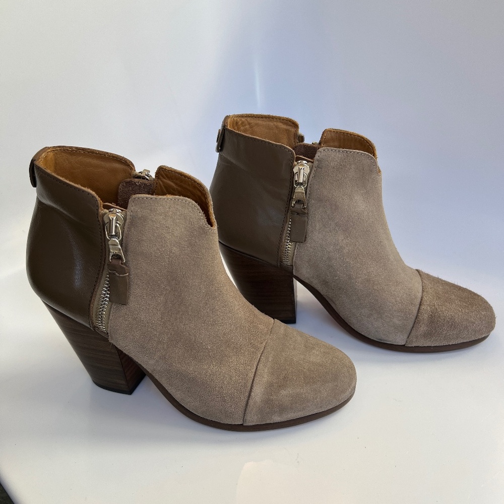 Rag & Bone Margot Combo Leather&Suede Stone Ankle Boot Sz 6 NEW